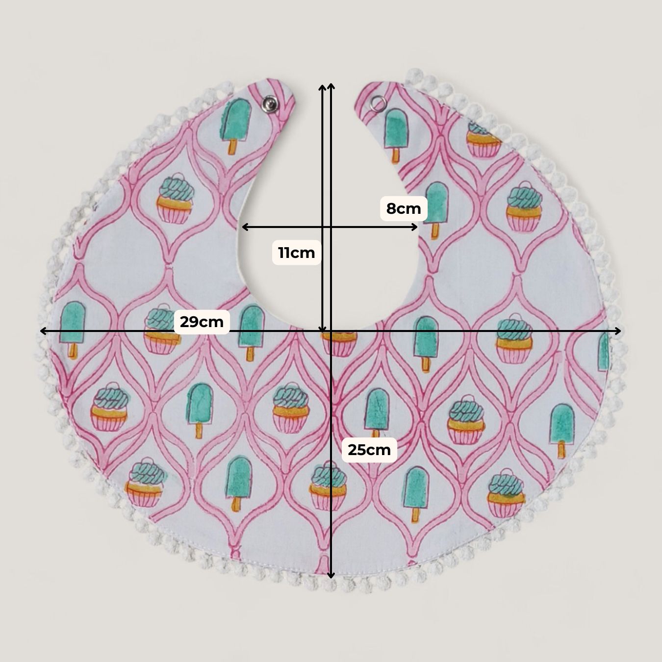 Light Pink Cupcake and Popsicle Bib