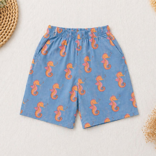 Blue Seahorse Besties Shorts