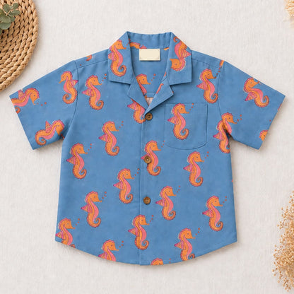 Blue Seahorse Co-ord Shorts Set