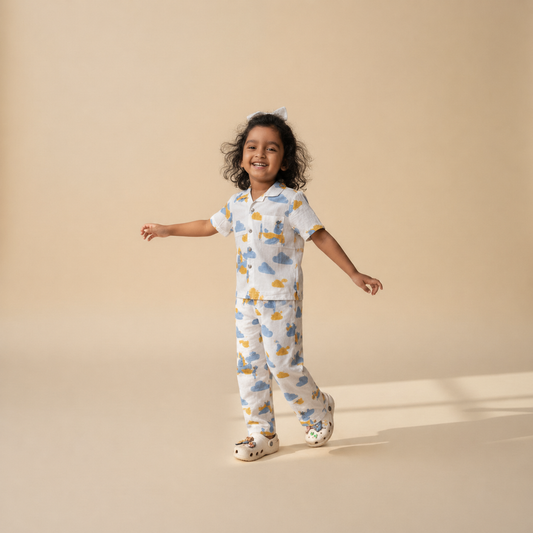 Flying Friends Blue Pant Set