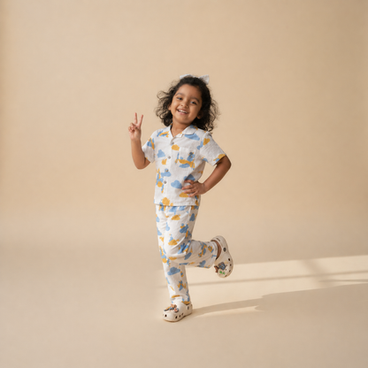 Flying Friends Blue Pant Set