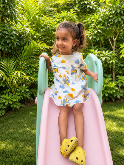 Blue Flying Friends Frock