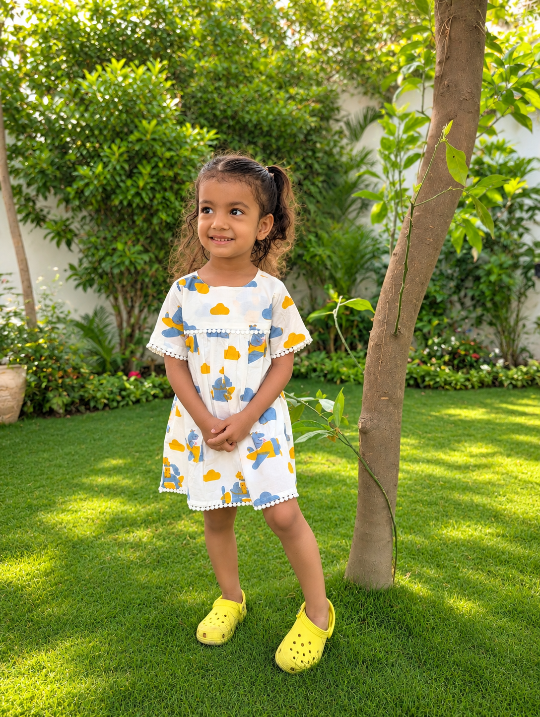 Blue Flying Friends Frock