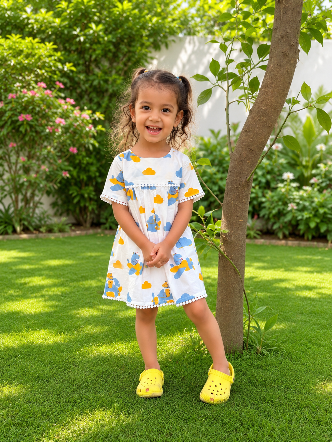Blue Flying Friends Frock