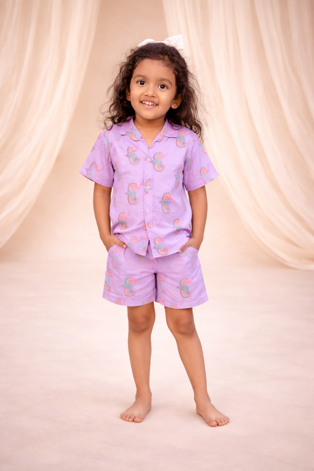 Lilac Seahorse Co-ord Shorts Set