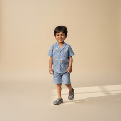 Blue Furry Best Friend Co-ord Short Sets
