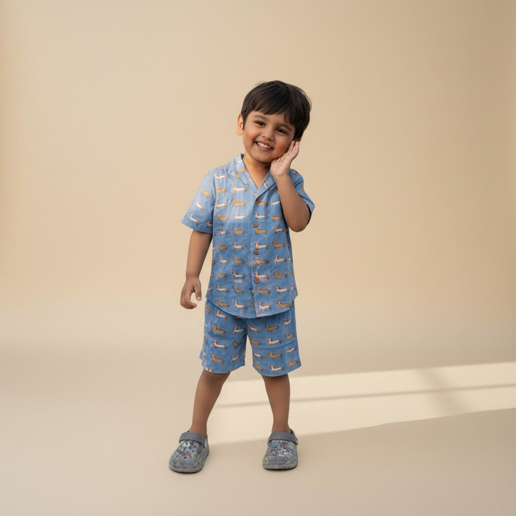 Blue Furry Best Friend Co-ord Short Sets