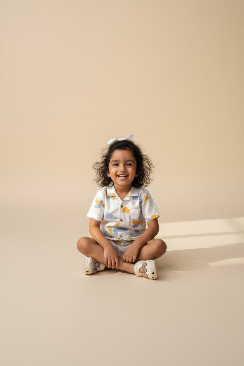 Flying Friends Blue Co-ord Shorts Set