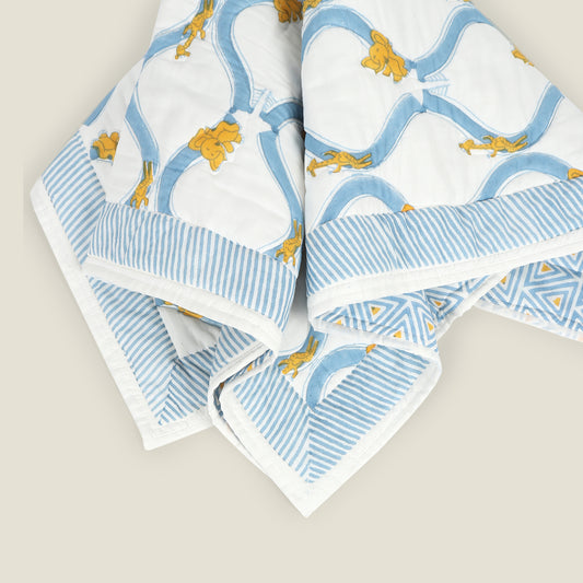 Slide Quilt - Organic Cotton Quilt for Baby & Kids - Blue