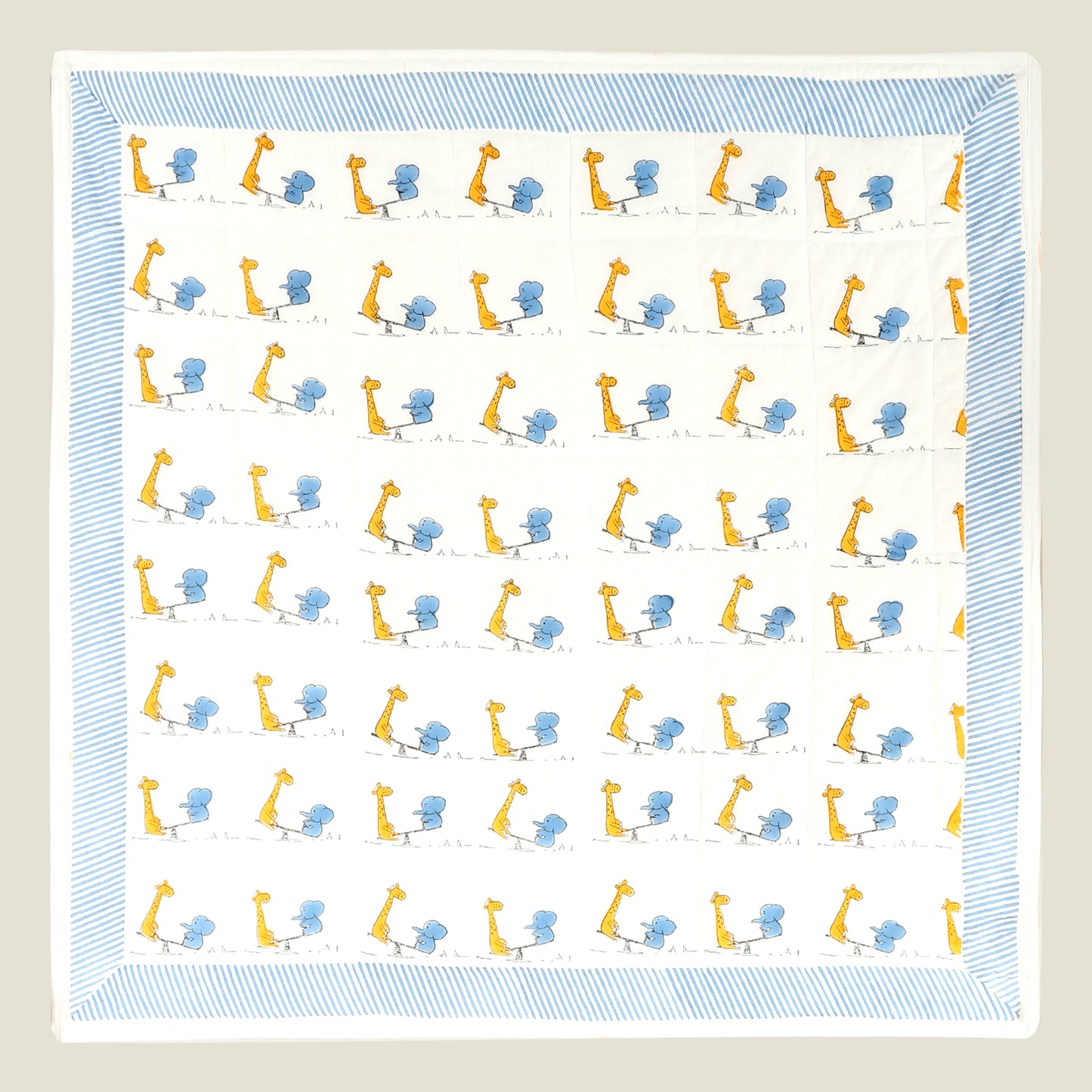 See Saw Quilt - Organic Cotton Quilt for Baby & Kids - Blue
