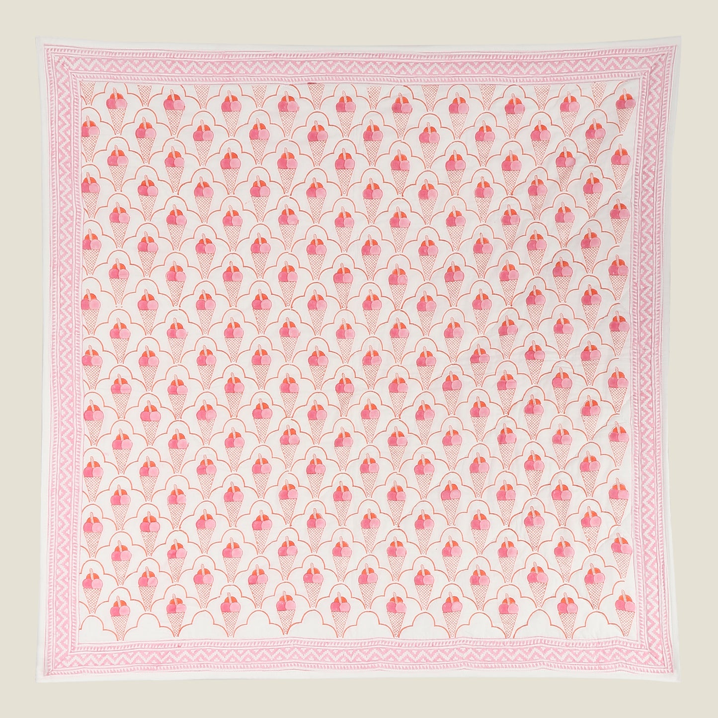 Ice Cream Quilt - Organic Cotton Quilt for Baby & Kids - Pink Orange