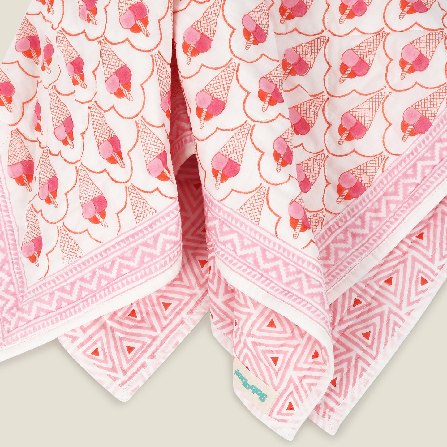Ice Cream Quilt - Organic Cotton Quilt for Baby & Kids - Pink Orange