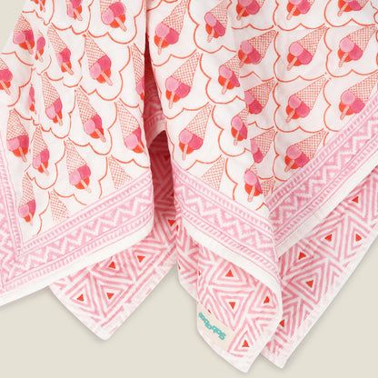 Ice Cream Quilt - Organic Cotton Quilt for Baby & Kids - Pink Orange