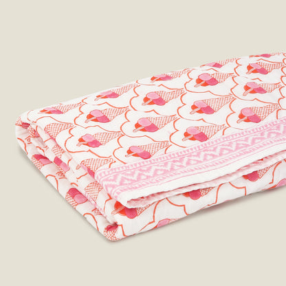 Ice Cream Quilt - Organic Cotton Quilt for Baby & Kids - Pink Orange