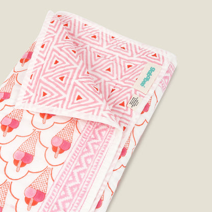 Ice Cream Quilt - Organic Cotton Quilt for Baby & Kids - Pink Orange