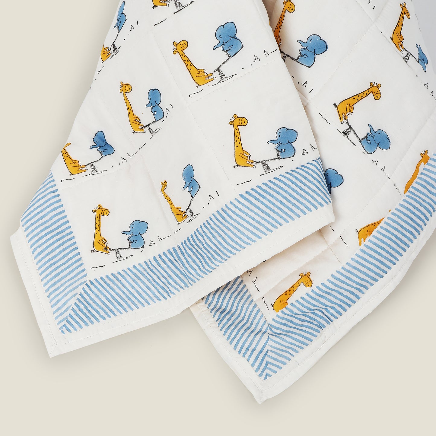 See Saw Quilt - Organic Cotton Quilt for Baby & Kids - Blue