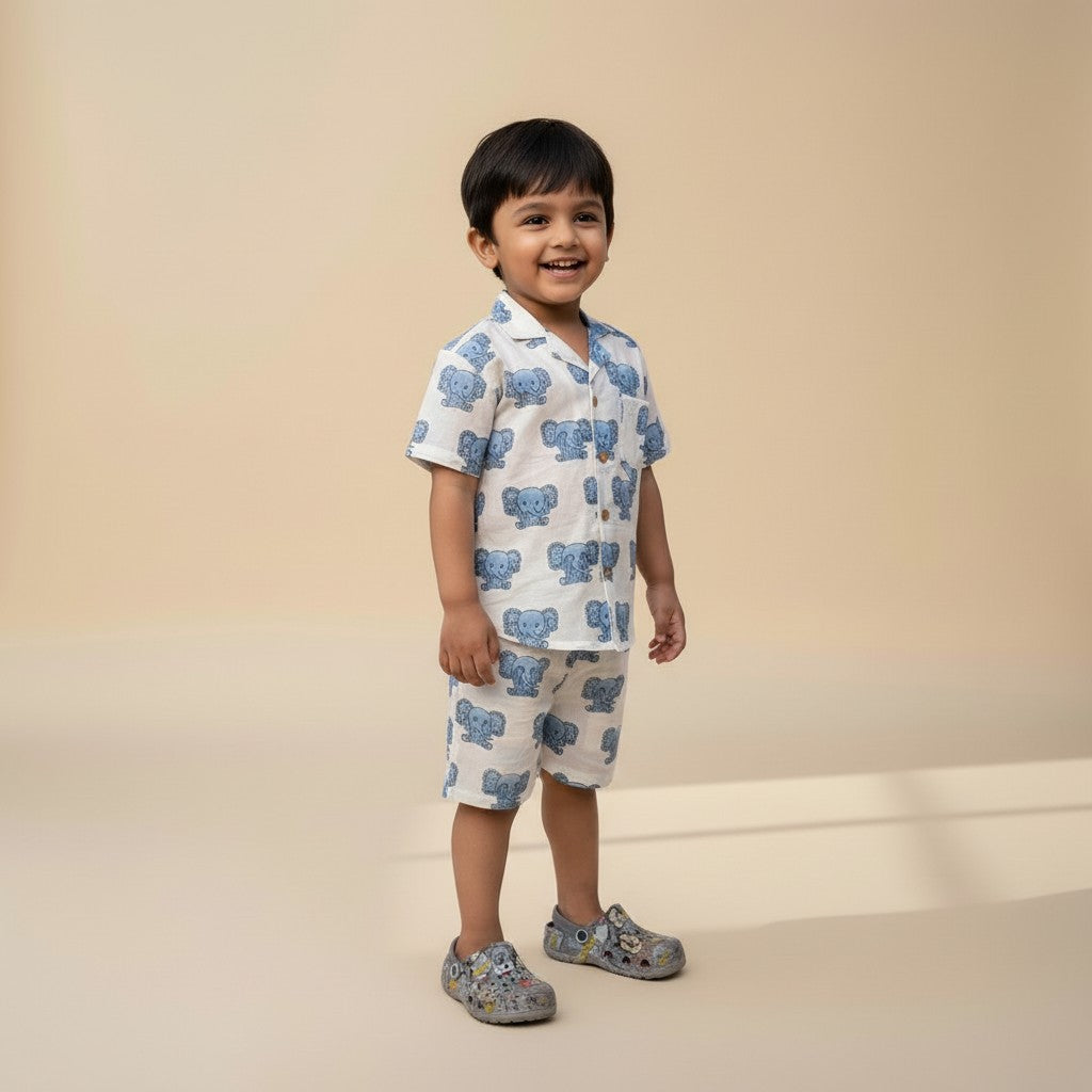 Blue Peekaboo Effa Co-ord Shorts Set