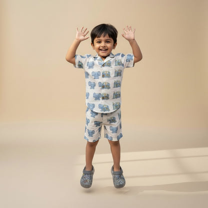 Blue Peekaboo Effa Co-ord Shorts Set