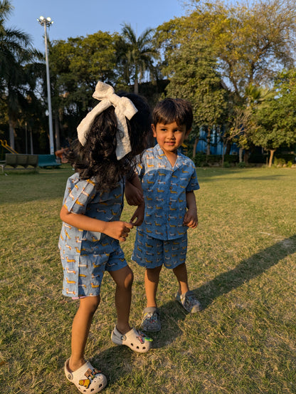 Blue Furry Best Friend Co-ord Short Sets