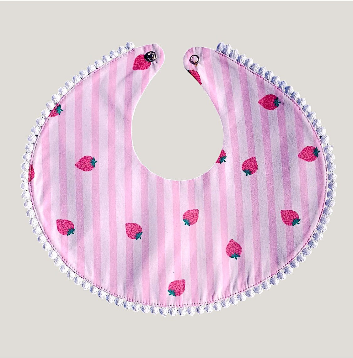Pink Strawberry Stripe Bib