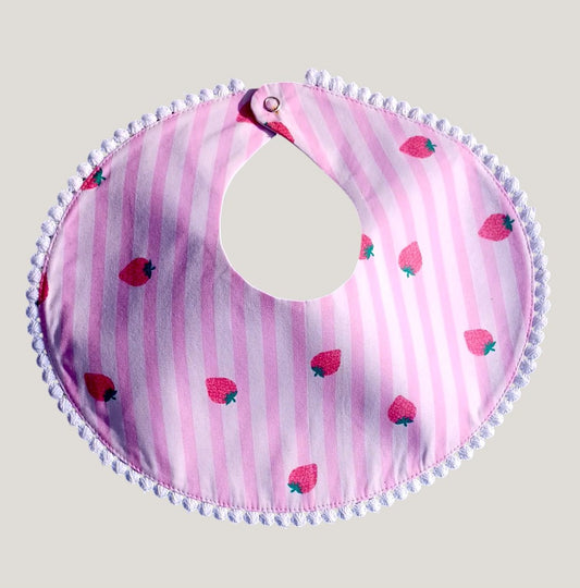 Pink Strawberry Stripe Bib